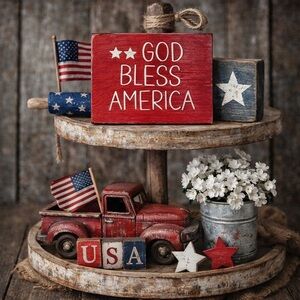 ⤵️🆕 Patriotic Handmade Reversible Block